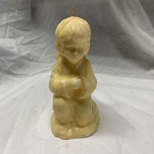🕯 Vintage Yellow Angel Girl Candle 6" Tall Cherub Christmas Church Child